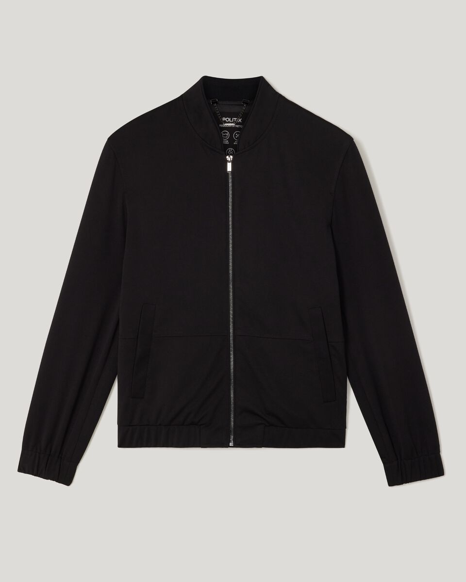 Slim Stretch Travel Jersey Bomber, Black, hi-res
